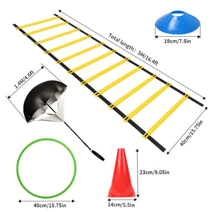 Outdoor Speed Agility Training Kit Football Training Kit Agility Ladder Logo Discs Resistance Umbrella Logo Bucket Jumping Hoop